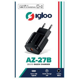 IGLOO ADATTATORE MOBILE FAST CHARGE USB BLACK